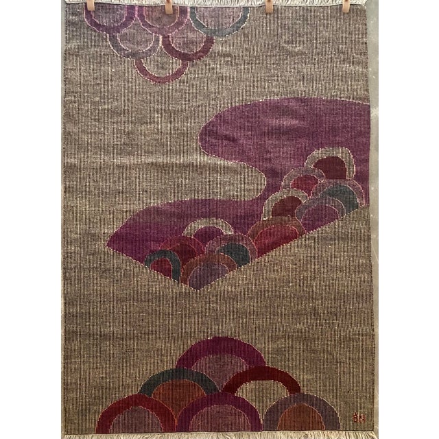 Lavender Handwoven + Signed Abstract Tapestry For Sale - Image 8 of 17