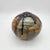 Studio pottery weed pot with layered drip glazes in oxblood, cobalt, and amber over stoneware, signed "Curtis 01