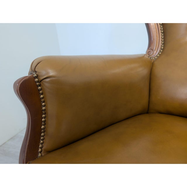 Chippendale Leather Armchair, 1960s For Sale - Image 13 of 18