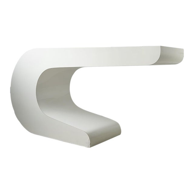 White Laminate Console Desk Table in the Style of Pierre Cardin For Sale