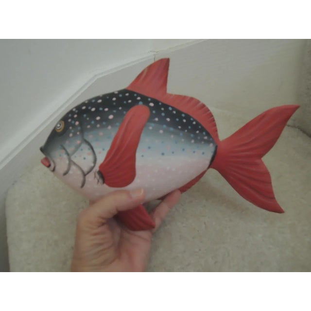Wooden Fish Hand Painted Whimsical Island Art For Sale In Chicago - Image 6 of 12