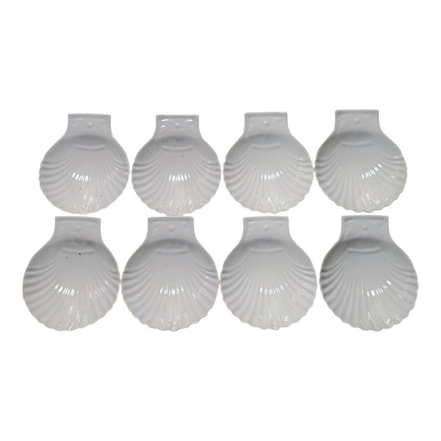 1950s White Porcelain Scallop Bowls- Set of 8 For Sale