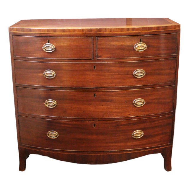 Late 18th Century English George III Period Bowfront Chest of Drawers For Sale