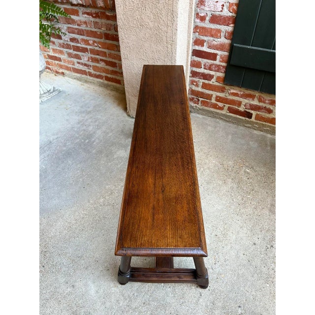 Antique English Oak Bench Stool Farmhouse Table Trestle Jacobean Circa 1890 For Sale - Image 10 of 12