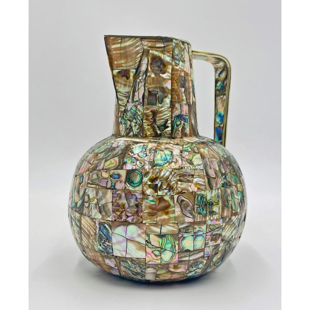 1960s Mexican Modernist Alpaca Silver & Abalone Pitcher, Los Castillo Style For Sale - Image 10 of 16