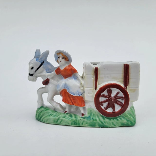 Mid 20th Century Japan Ashtray Figurine Girl With Donkey and Cart For Sale - Image 12 of 12