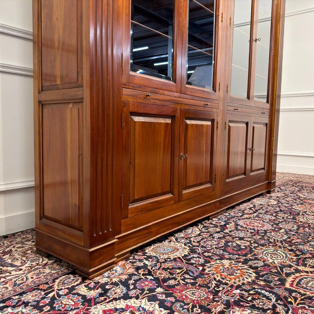 Brown Classic English Bookcase with Columns For Sale - Image 8 of 18