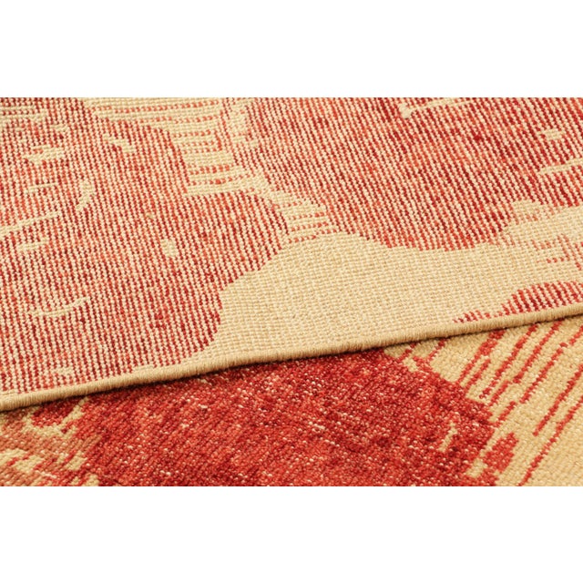 Rug & Kilim’s Modern Abstract Art Square Rug in Beige-Brown With Floral Patterns For Sale In New York - Image 6 of 7