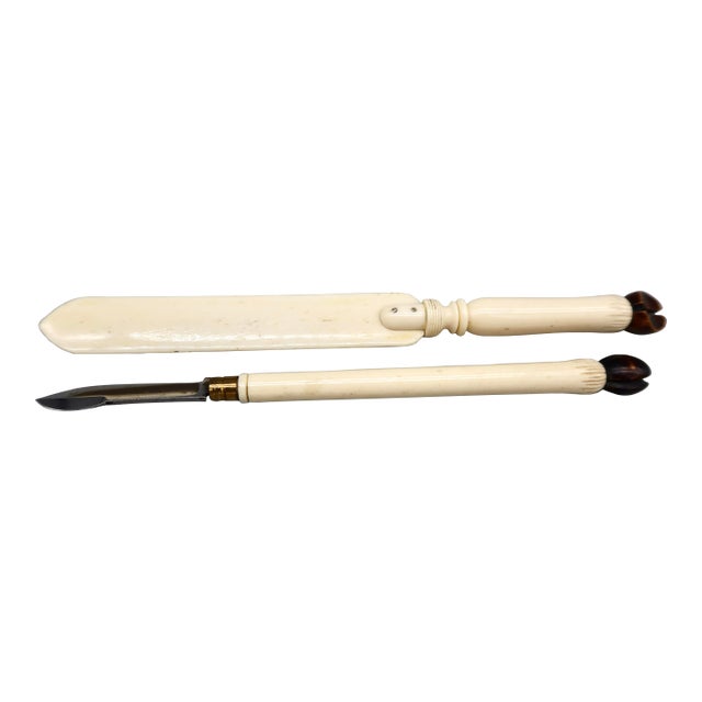 Pair of Antique Bone Letter Openers With Hoof-Form Handles, C. 1900 For Sale
