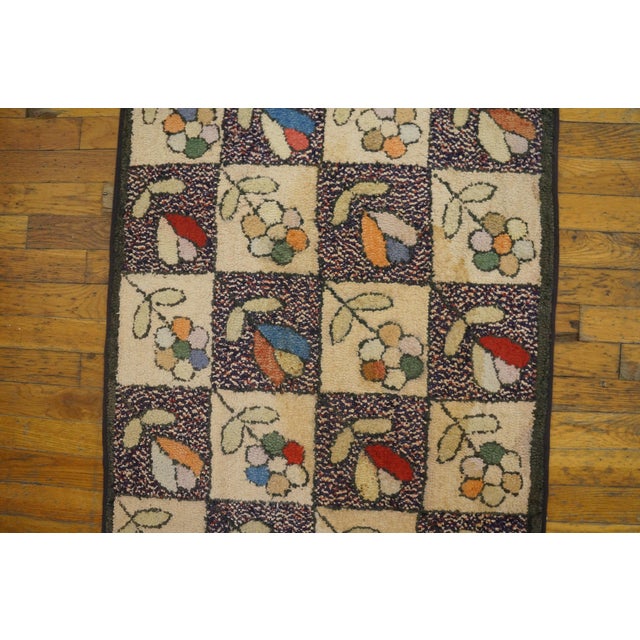Antique American Hooked Rug 2'5" x 4'2" American Hooked 1930s Small Scatter Size Antique Multicolor Wool Rug, Circa Date:...