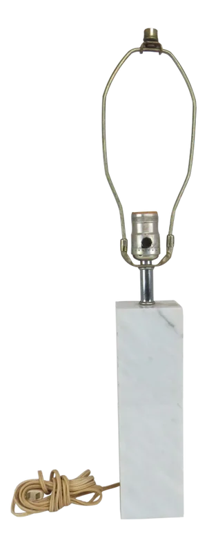 Mid 20th Century Walter Von Nessen Style White Carrara Marble Table Lamp