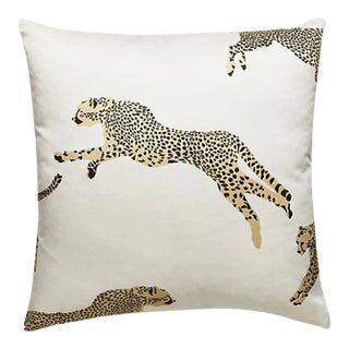 The House of Scalamandré Leaping Cheetah Pillow, Dune For Sale