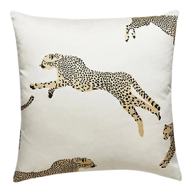 The House of Scalamandré Leaping Cheetah Pillow, Dune For Sale