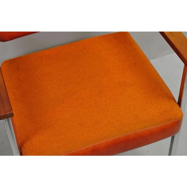 Vintage Mid Century Modern Orange Naugahyde Chrome Arm Chairs by Malibu - A Pair For Sale In Philadelphia - Image 6 of 12