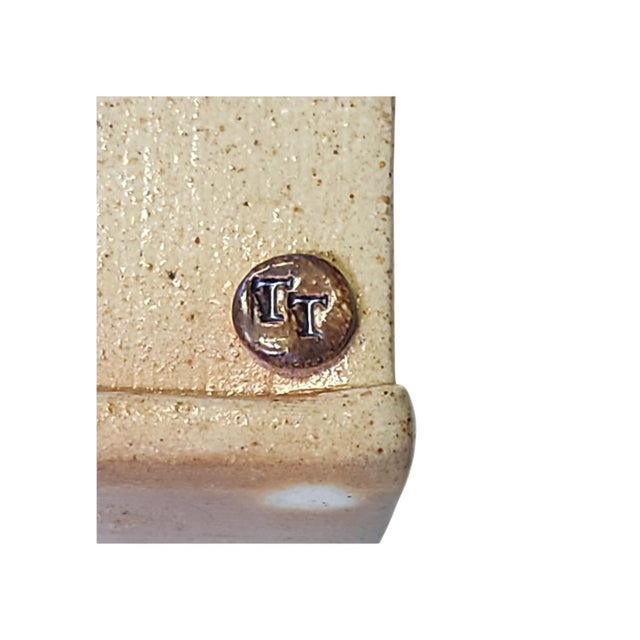 Ceramic Vintage Kanji Character Studio Pottery Square Vase For Sale - Image 7 of 7