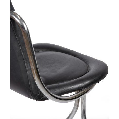 Tubular Steel Chairs with Black Leather by Tecnosalotto, 1970s, Set of 6 For Sale - Image 4 of 7