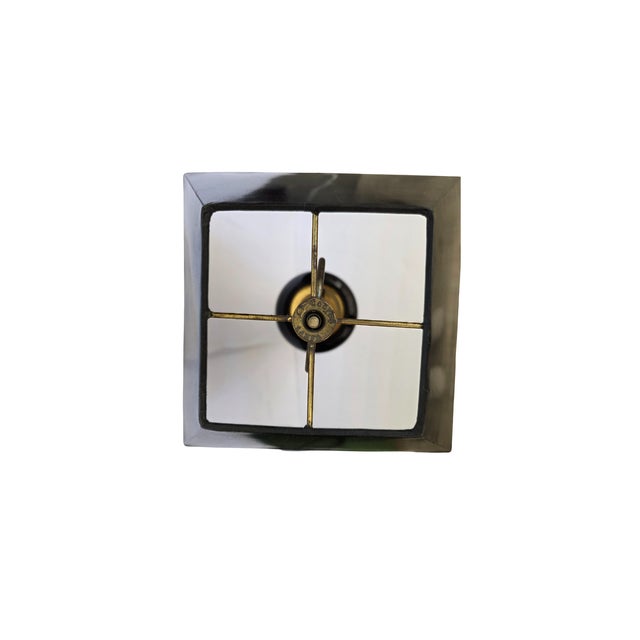 Metal 1991 Frederick Cooper "Modern Noir" Table Lamp - Fractured Enamel & Polished Brass For Sale - Image 7 of 17