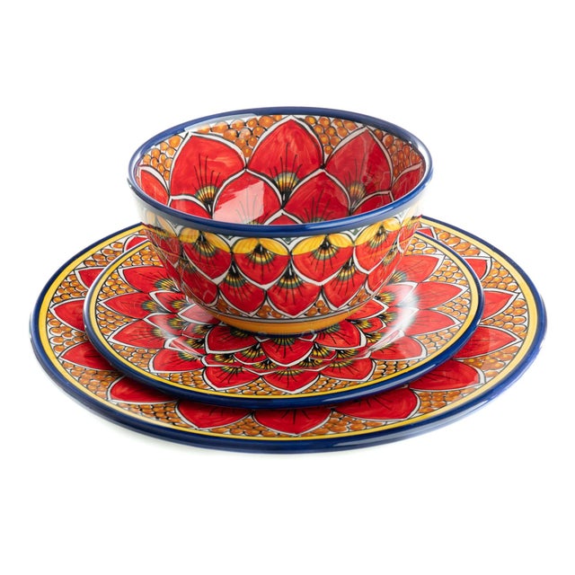 2020s Dinnerware Plate Red Peacock Design, Geribi For Sale - Image 5 of 8