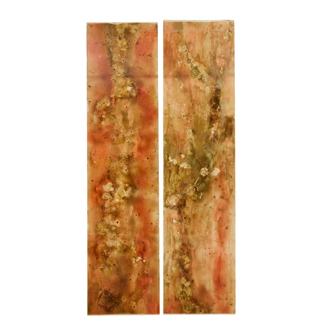 French Artist, Abstract Compositions, 1950, Acrylic & Gold Leaf Panels, Set of 2 For Sale - Image 4 of 9
