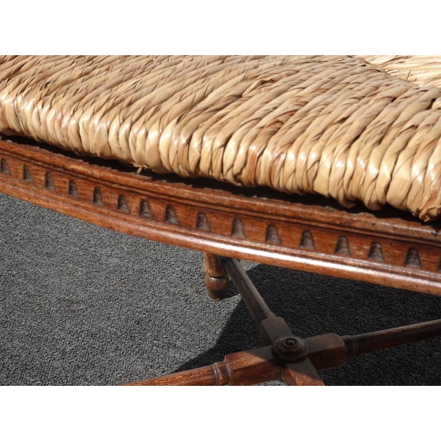 Pair of Vintage Rustic French Country Rush Seat Wheat Sheaf Arm Chairs ~ Lite 2 For Sale - Image 13 of 17