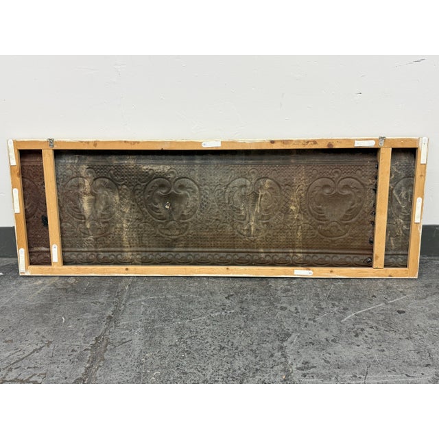 Distressed White Embossed Tin Architectural Wall Panel, Vintage For Sale - Image 12 of 12