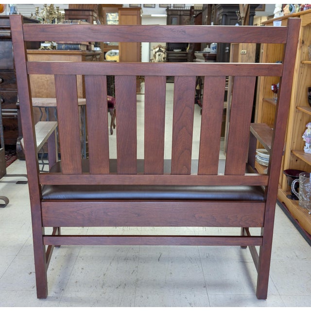 Stickley Harvey Cherry Wood Ellis Inlaid Settee For Sale - Image 10 of 11