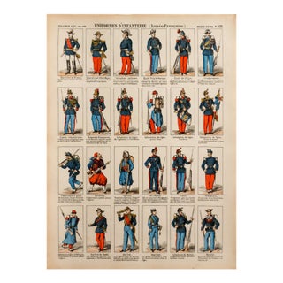 1880s - 1890s French Military Print - Imagerie d'Épinal #105 - Uniformes d'Infanterie For Sale