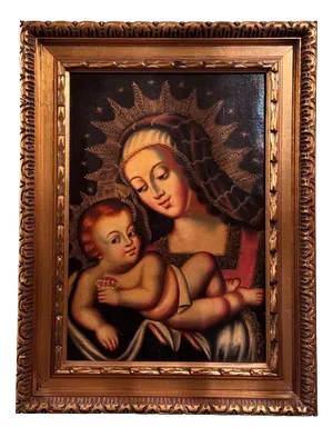 Spanish-American Viceregal School Artist, Virgin and Child, Oil on Canvas, 19th Century