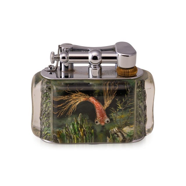 1950s Antique Tropical Aquarium Table Lighter from Dunhill, 1950 For Sale - Image 5 of 15