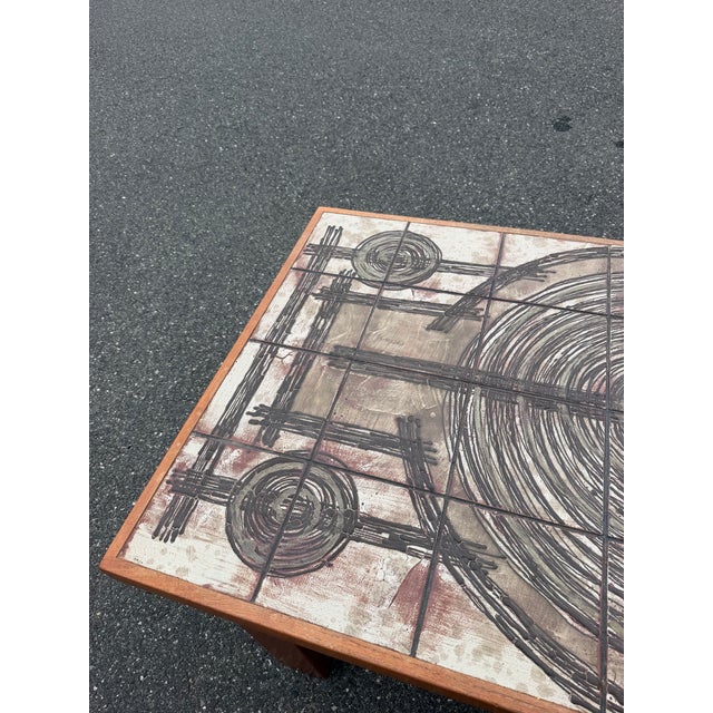 Ox Art Mid Century Danish Tile Inlay Coffee Table by Trioh For Sale - Image 4 of 10