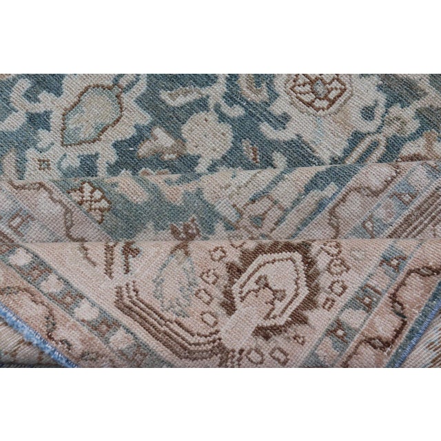 All-Over Light Green Floral Antique Persian Hamadan Rug With Earthy Tones 7'0 X 9'10 For Sale - Image 11 of 12