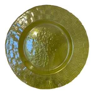 Italian Art Glass Charger With Basket Weave Rim
