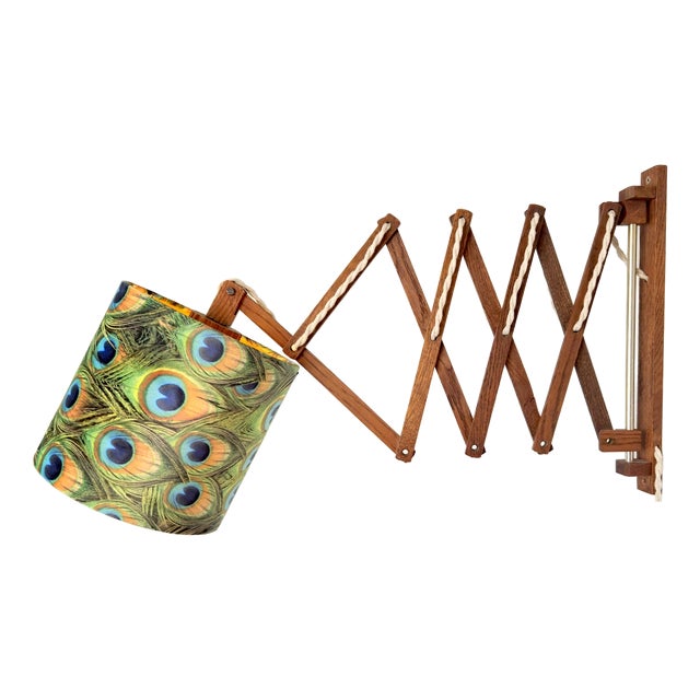 Scandinavian Teak Scissor Wall Lamp, 1950s For Sale