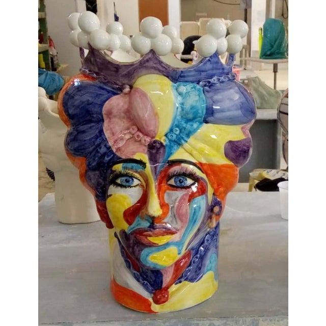 Ceramic Pop Art Style Sicilian Moro S Head Vases A Pair Chairish