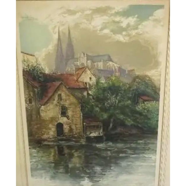 Paint Early 20th Century René Lorrain (1873-1949) "Chartres Cathedral" Signed Aquatint Etching For Sale - Image 7 of 12
