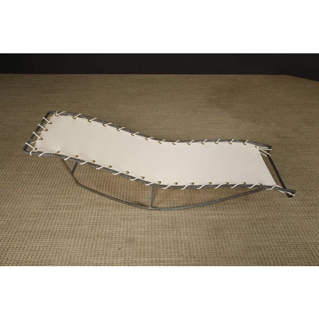 Bronze Walter Lamb for Brown Jordan Bronze 'Waikiki' Rocking Chaise, 1960s, New Canvas For Sale - Image 8 of 18