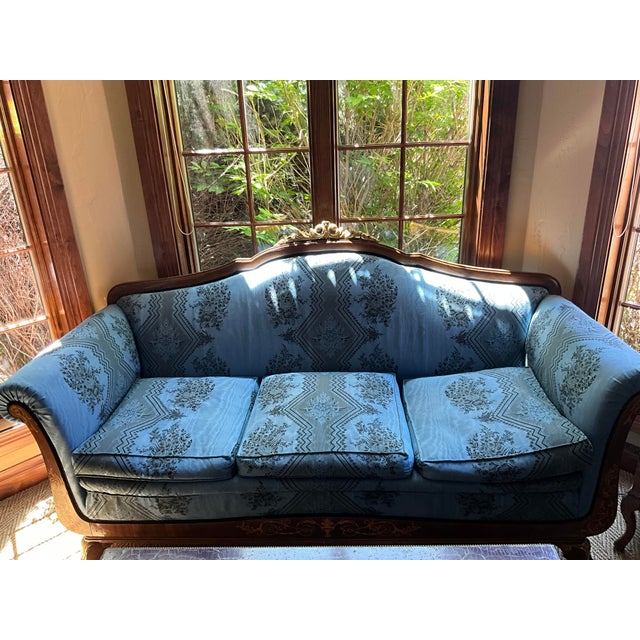 Biedermeier Early 20th Century Austro Hungarian Empire Style Sofa Upholstered in Madeleine Castaign Fabric For Sale - Image 3 of 4