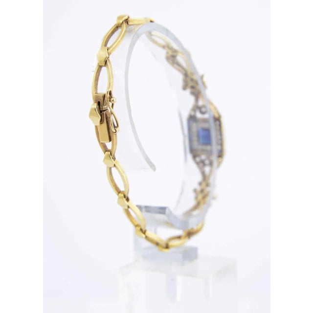 Mid 20th Century Belle Époque Sapphire Diamond Gold Platinum Bracelet For Sale - Image 5 of 8