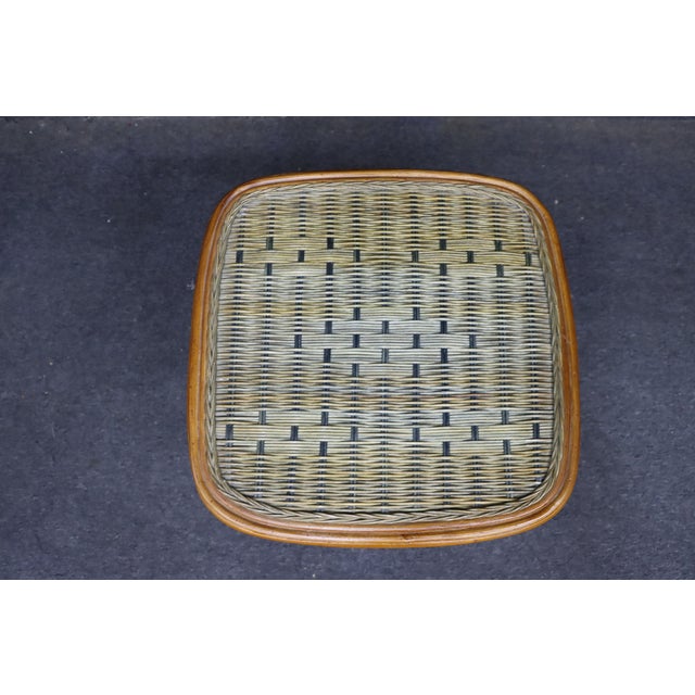 Wicker Rattan Side Table With Woven Top For Sale In Philadelphia - Image 6 of 6