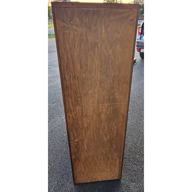 Brown Late 20th Century Four-Drawer Solid Pine Filing Cabinet With Locks and Keys For Sale - Image 8 of 9