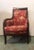 Bergère Chair in Red Upholstery & Walnut For Sale - Image 3 of 5