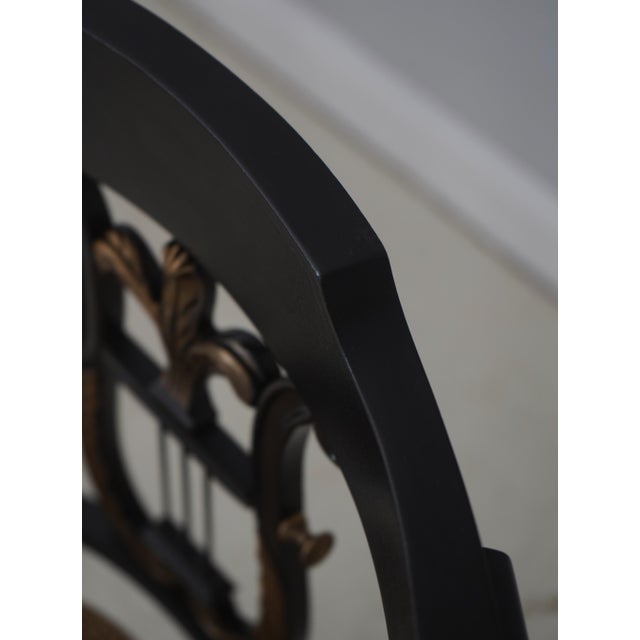 Pair Lyre Back Black Finish Occasional Chairs For Sale - Image 9 of 18
