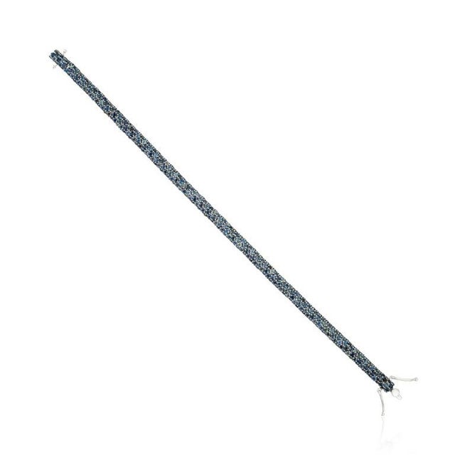 Art Nouveau 18.51 Ct Natural Blue Sapphire Rope Bracelet in 925 Silver For Sale - Image 3 of 11