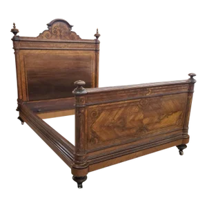 1920s William IV Style Rosewood and Kingwood Marquetry and Parquetry Bedstead