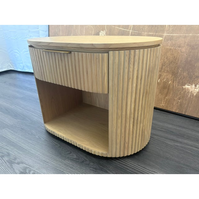 Rh Byron Open Nightstand – 32" Light Oak | American White Oak | Reeded Detail | Soft-Close Drawer For Sale - Image 16 of 18