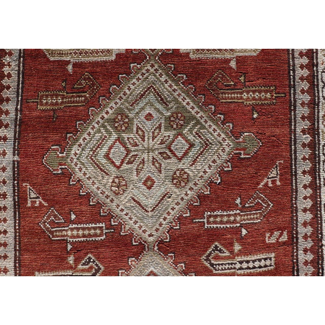 All-over Medallion antique Persian Kurdish runner in soft red-rust, rug R20-0705, country of origin / type: Iran /...