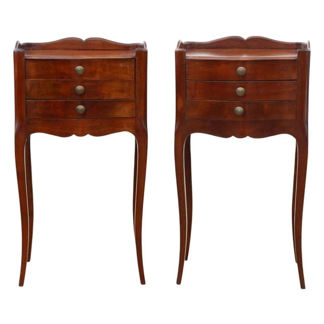 Vintage Walnut and Chestnut Bedside Tables, 1930s, Set of 2 For Sale - Image 4 of 10