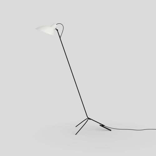 Vv cinquanta floor lamp design by vittoriano viganò this version is with white lacquered reflector and black frame. the vv...