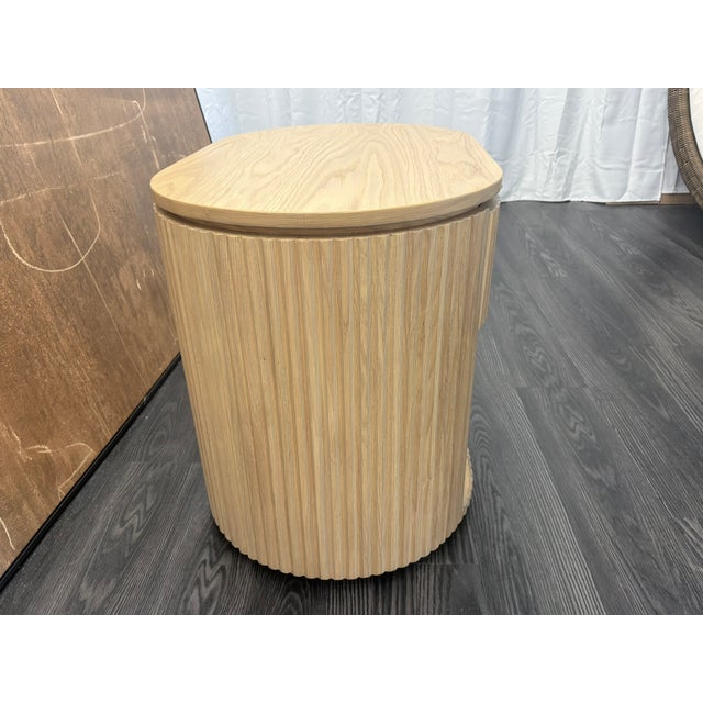 Contemporary Rh Byron Open Nightstand – 32" Light Oak | American White Oak | Reeded Detail | Soft-Close Drawer For Sale - Image 3 of 18