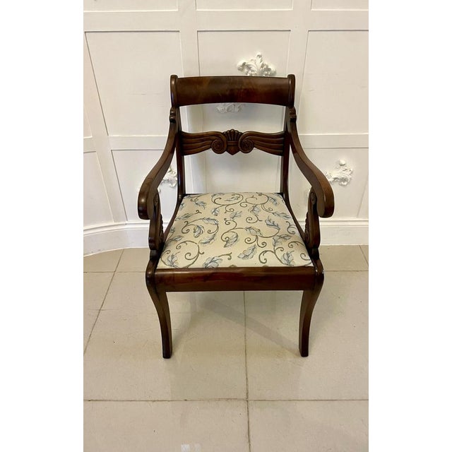 Set of Regency Figured Mahogany Desk Carver Chairs, 1830s For Sale - Image 6 of 13